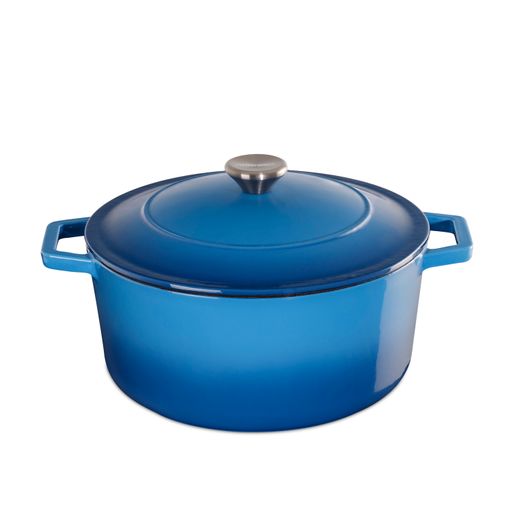 Cacerola de hierro fundido COOKWIN, 3.8 QT, Sartén de hierro fundido con  tapa y asas dobles, olla de superficie esmaltada de porcelana, Verde azulado