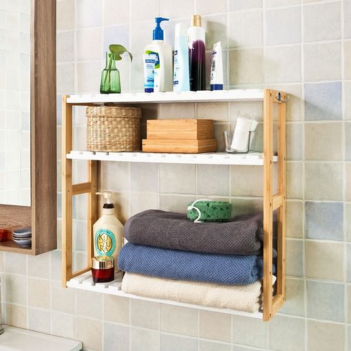 Estantería De Pared Gol De 3 Niveles Para Cocina Baño Bambú 50 X 15 X 30 Cm  - Natural [en.casa] con Ofertas en Carrefour