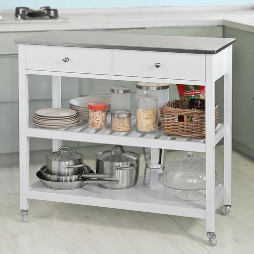 Carro De Cocina Con Ruedas De Mdf Homcom 76x48x88 Cm-blanco con Ofertas en  Carrefour