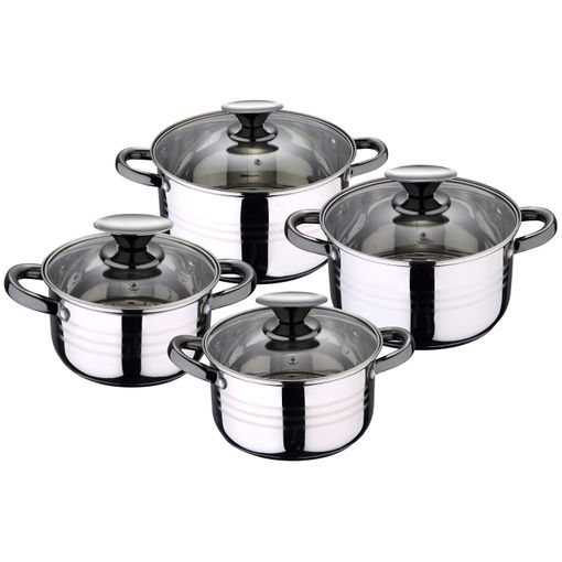 Batería De Cocina Acero Inoxidable, 8 Piezas, Inducción, Tapas Cristal,  Todo Tipo De Cocinas Acero Inoxidable Florina Claude con Ofertas en  Carrefour