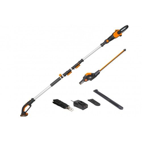 Cortasetos 45cm 20v + Sierra De Cadena 20v (con Batería Y Cargador) Worx Wg908e