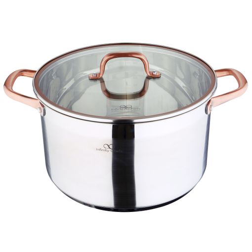 Infinity Chef - Bergner: Olla 28x16.5cm (9.5l) Acero Inoxidable Inducción  360 Con Tapa De Vidrio Infinity Chef con Ofertas en Carrefour