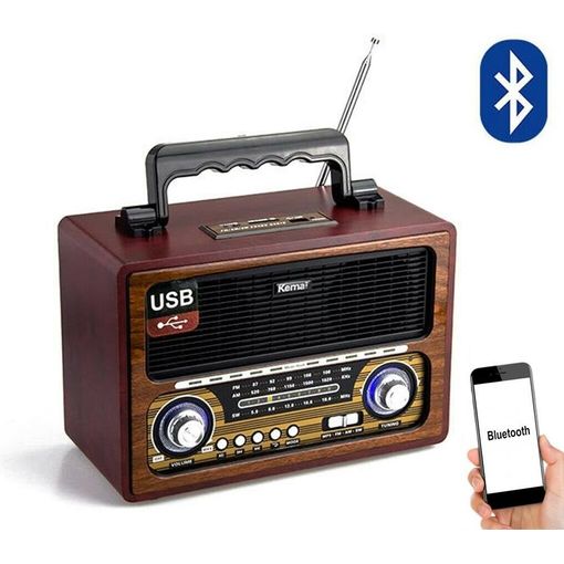 Radio Vintage con Fm Bluetooh 5.0 Usb Y Tarjeta Sd, 2 Altavoces