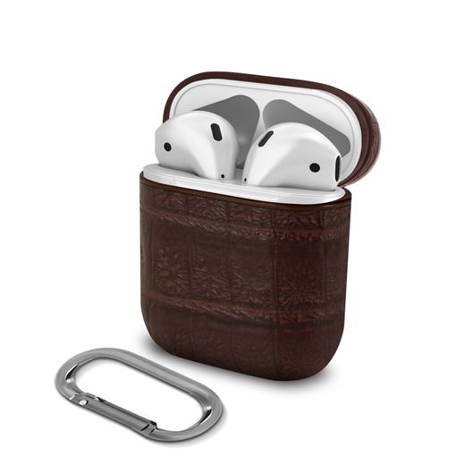 Funda Airpods 1 Y 2 Silicona Antihuellas Con Mosquetón - Negro con