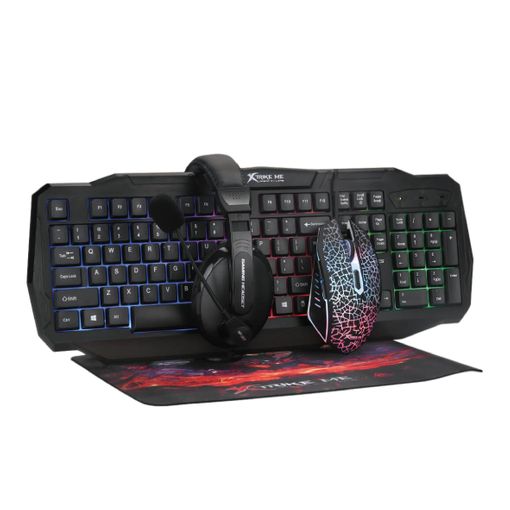 KIT GAMING TECLADO RATON AURICULARES ALFOMBRILLA KROM KARRIER