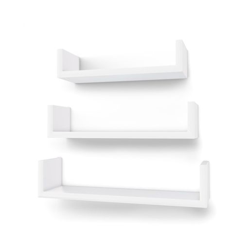 Estante de pared flotante de madera MDF blanco de 23x100 cm