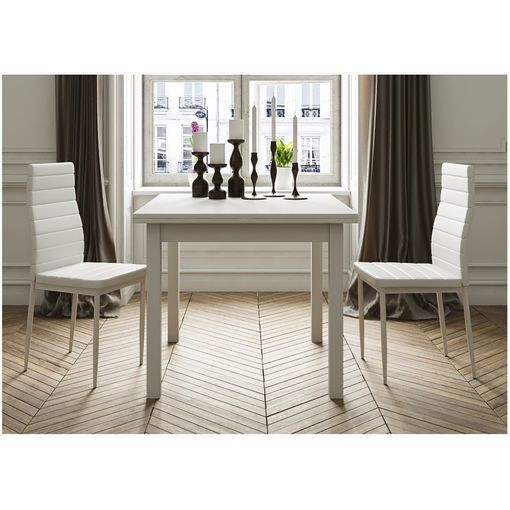 Mesa cuadrada multiusos comedor/cocina. Dimensiones 90 cm x 90 cm extensible  libro a 180 cm x 90 cm blanca