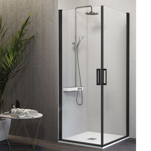 Angular De Ducha 2 Puertas Abatibles Nardi Perfil Negro Mate 70 Cm con  Ofertas en Carrefour