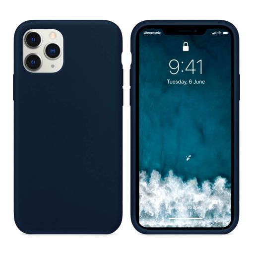 FUNDA PARA TELÉFONO DE SILICONA LÍQUIDA PARA IPHONE11 PRO MAX AZUL OSCURO —  MUMUSO