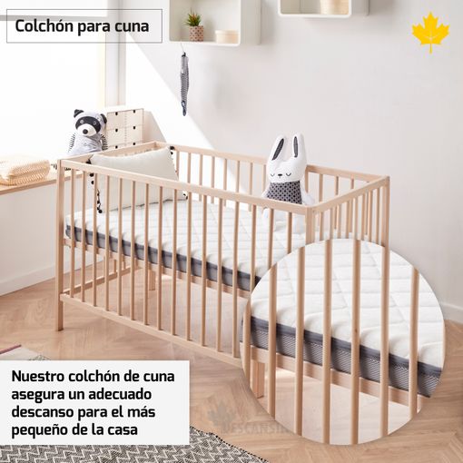 Colchón Bebé SHAULA (Blanco, Gris - Espuma, Memory Foam - 70x140 cm)