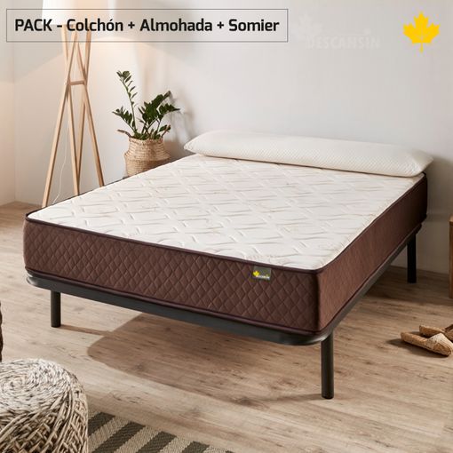 Pack Colchon + Almohada Viscoelastica + Somier Descansin, 135 X 200, Ideal Para Personas Con Dolores De Espalda, Efecto Nube, Silencioso con  Ofertas en Carrefour