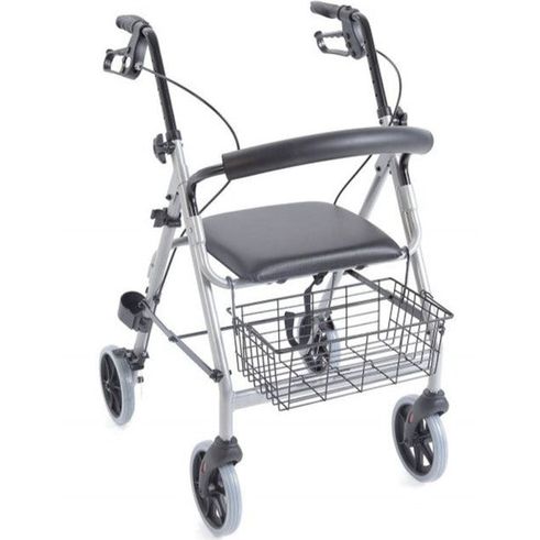 Andador para ancianos con asiento, plegable y regulable en altura