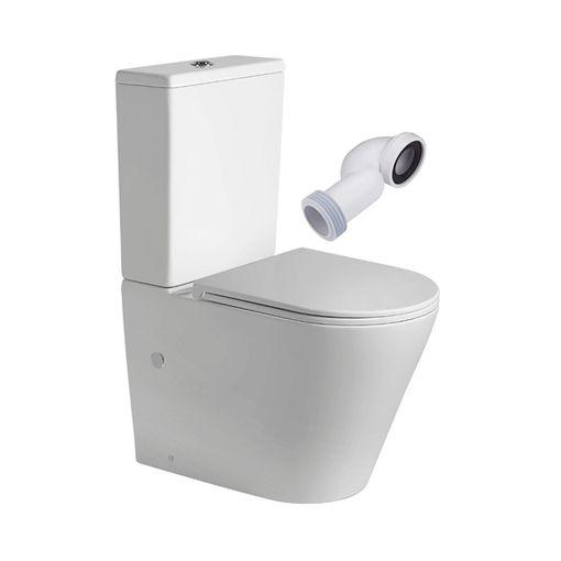 Wc Inodoro Completo Redondo Blanco Mate | Inodoro Tanque Bajo con Cisterna  y Asiento Extrafino de color Blanco Mate | Wc de Diseño Moderno Adosado a