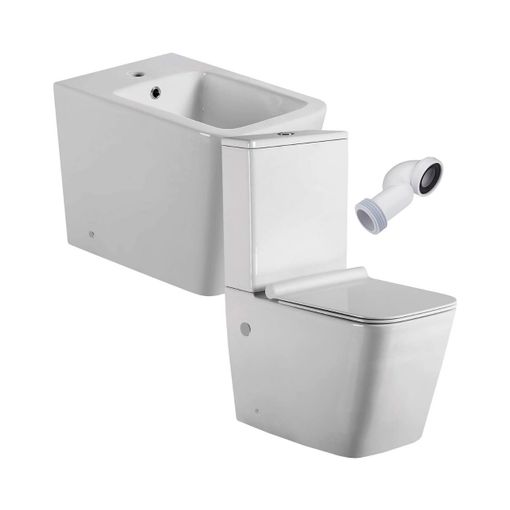 Pack Inodoro Completo Cuadrado Fondo Reducido Rimless Y Tapa Con Caída  Amortiguada + Bidet A Suelo De Baño Moderno con Ofertas en Carrefour