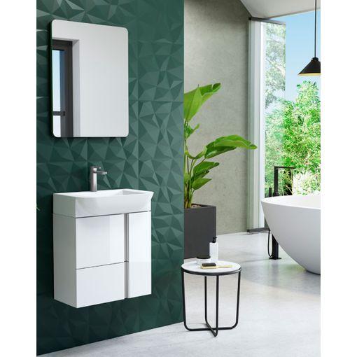 Mueble De Baño Suspendido A Pared Fondo Reducido, Mueble Aseo Volado  Pequeño De 1 Puerta Y Lavabo Cerámico, 45cm con Ofertas en Carrefour