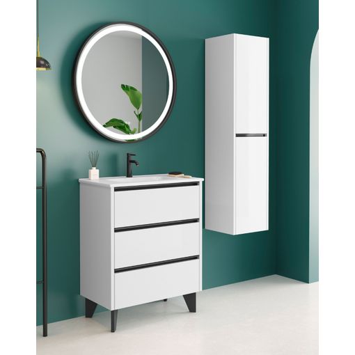 Mueble De Baño Al Suelo Con Lavabo Cerámico, 2 Cajones Con Cierre  Amortiguado Y Organizador, 60 Cm - Roble Natural con Ofertas en Carrefour