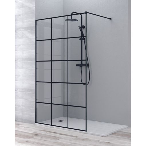 Mampara ducha Frontal Panel Fijo - Cristal Templado 8 Mm Antical - Negro  Mate - 70 Cm x 195 Cm con Ofertas en Carrefour