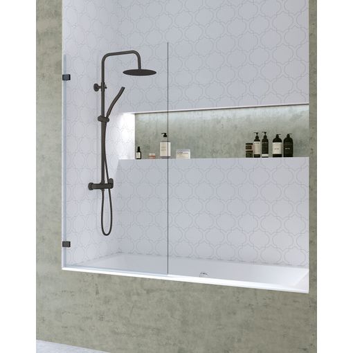 Mampara ducha Frontal Panel Fijo - Cristal Templado 8 Mm Antical - Plata  Brillo 80 Cm x 195 Cm con Ofertas en Carrefour