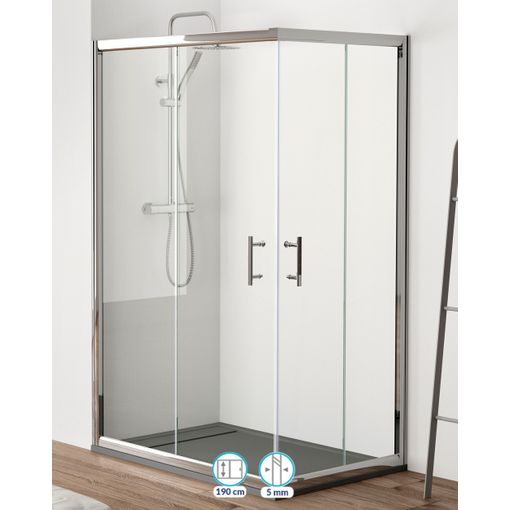 Mampara de ducha de esquina 80 x 80 vidrio transparente Ponsi  GOLT8080BBGOLT8080