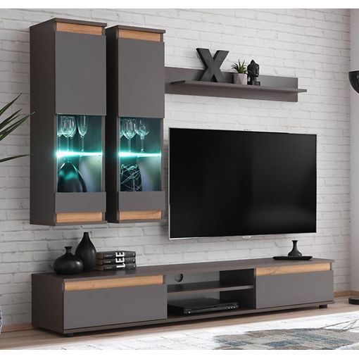 Acera Consumir aborto Mueble De Salón – Gris Y Roble Acabado En Mate Led – 175cm – Borneo con  Ofertas en Carrefour | Ofertas Carrefour Online