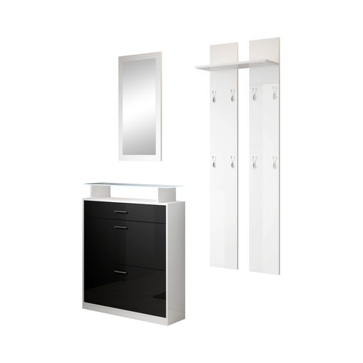 Recibidor con espejo mueble entrada, vestibulo moderno, Blanco