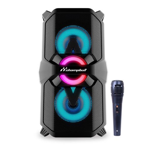 Altavoz portátil Champbull V12 10W luces LED con micrófono negro