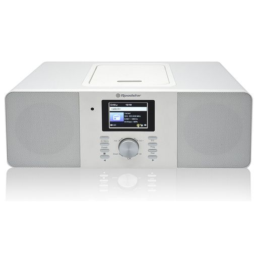 Microcadena Radio Internet Wi-fi Dab+/fm, Reproductor Cd-mp3, Bluetooth,  Usb Mando A Distancia Blanco Roadstar Ir-540d+btwh