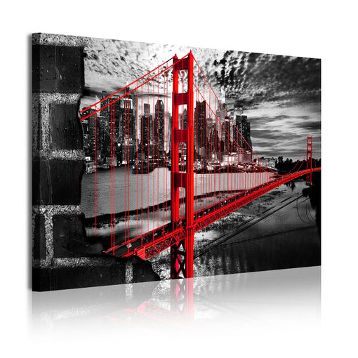 Cuadros Modernos, Lienzo Decorativo, Eeuu Golden Gate Blanco Negro Rojo, 1 Pieza 120 X 80 Cm - Dekoarte con Ofertas en Carrefour