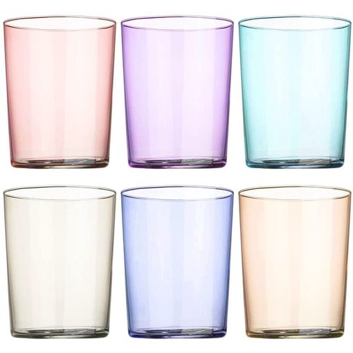 Vasos modernos para servir en vidrio coloreado para agua.