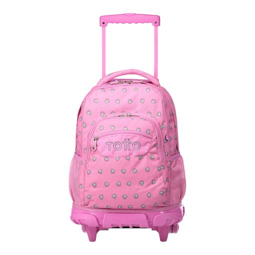 Mochila Escolar Con Ruedas Corazones Rosas Totto Renglones 7iu con