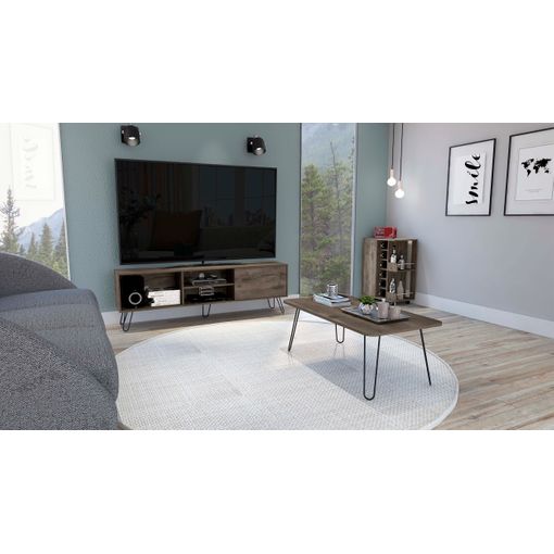 Conjunto Andorra, Mueble Para Tv Z 180 + Mesa De Centro + Bar Bajo