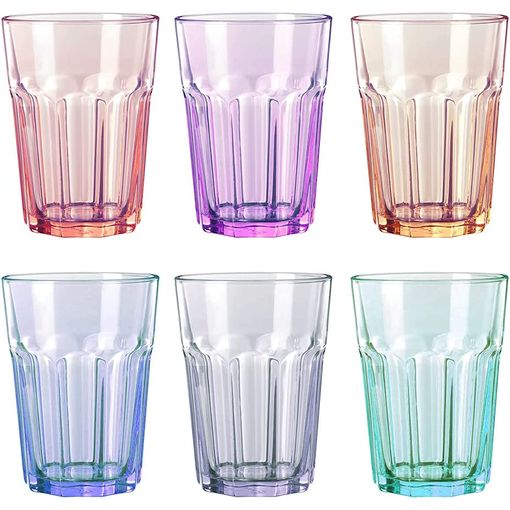 Set de 6 vasos de cristal para agua o refrescos