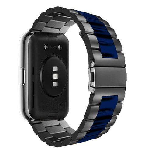 Correa Acero Inoxidable Ajustable Negro Y Azul Para Huawei Watch