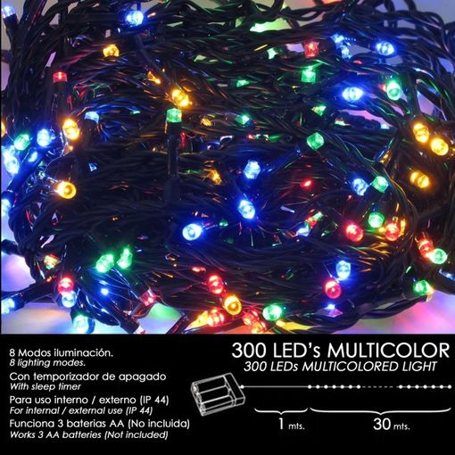 Luces Led De Navidad 8 Funciones Con 50 Micro Led Fijas Multicolor A Pilas  Para Interior Y Exterior De 490 Cm con Ofertas en Carrefour