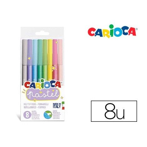 Carioca Rotulador Pastel Punta Conica Colores - Caja De 8