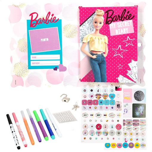 Barbie Diario Secreto Niña con Llave y Pegatinas - Regalos para Niñas  Originales (Multicolore Juego de diarios)