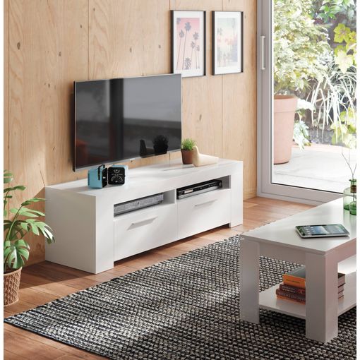 Mueble Para Tv De Salón Con Dos Puertas Y Dos Pequeñas Baldas