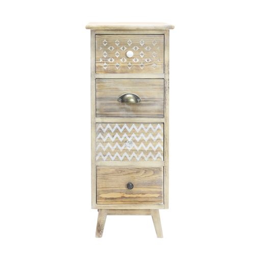 Cajonera Estrecha Boho Shabby De Madera 4 Cajones Dormitorio Rebecca Mobili  con Ofertas en Carrefour