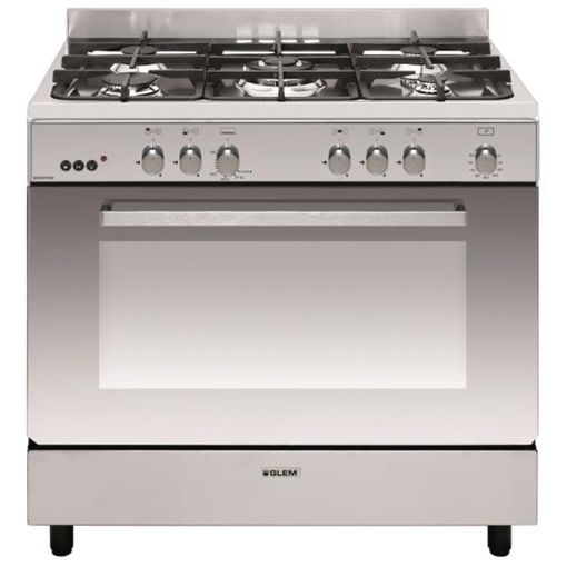 Cocina a gas  Beko FSG62000DXL, Gas Butano, 4 quemadores, Horno Eléctrico/ Gas, 64 l, Inox