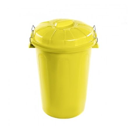 Cubo de basura con tapa 100 litros basurero amarillo con asas de presión