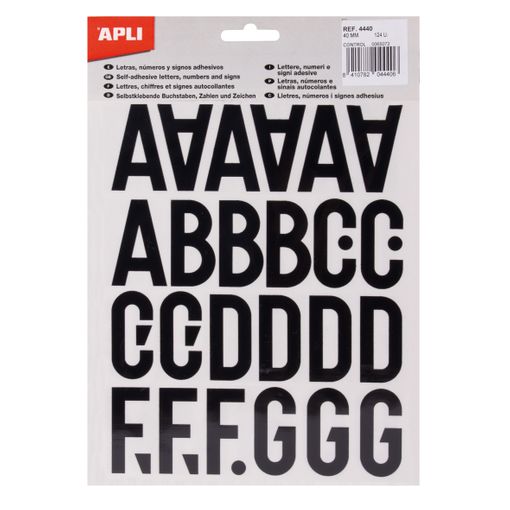 Letras De Palo Mayusculas Adhesivas - Altura 40mm - Pack De 5 Hojas - Color  Negro - Facil Identificacion Y Señalizacion Apli con Ofertas en Carrefour