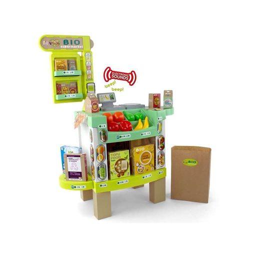 Chicos - Bio Supermarket Tienda de Juguete con Sonidos y 20 Accesorios:  Fruta, Verdura, Tarjetas de Crédito para Pagar, un Datáfono y 47 Monedas,  para Niños y Niñas A Partir de 3