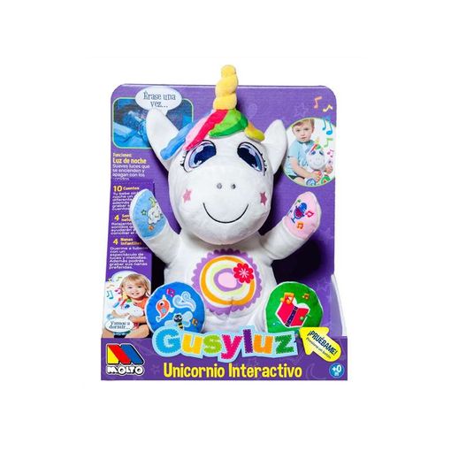 MOLTO Gusyluz® Peluche Unicornio Interactivo | Peluche con Luz para Dormir  | Cuentacuentos | Juguete Bebe | Peluche de Aprendizaje | Muñeco