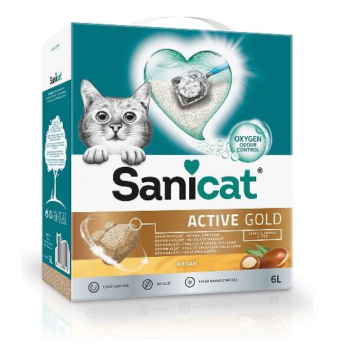 Sanicat Active Gold, Arena Sin Polvo Para Gatos, 6 L