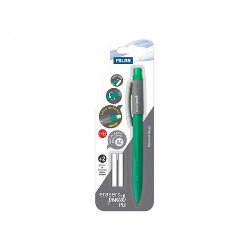 Portaminas milan capsule slim 0,5 mm + 2 recambios de goma en blister