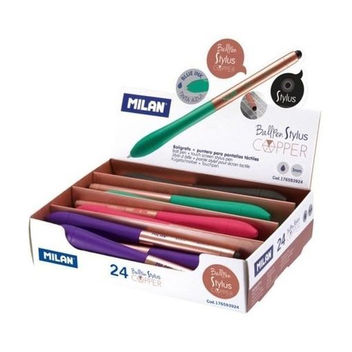 Milan Boligrafo Stylus Copper Con Puntero Azul 4 Colores Surtidos Expositor  -24u- con Ofertas en Carrefour