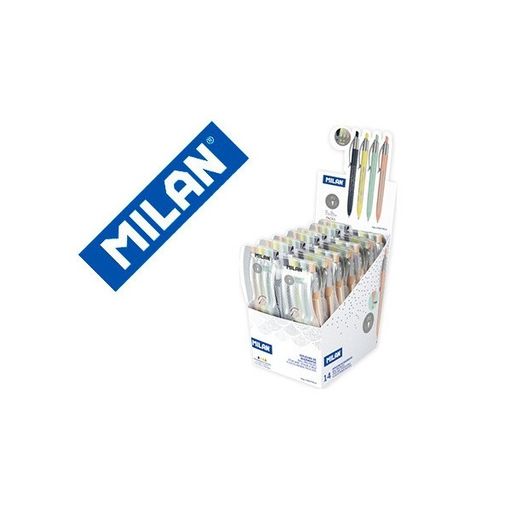 Boligrafo milan compact sunset retractil tinta azul punta 1 mm