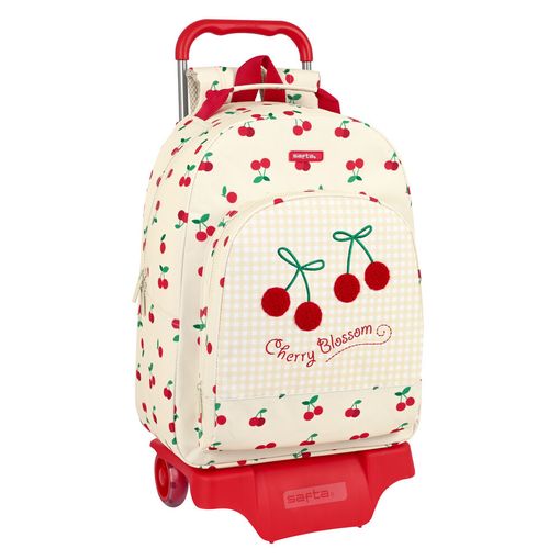 Mochila Escolar Con Ruedas Safta Cherry Beige (32 X 42 X 15 Cm)