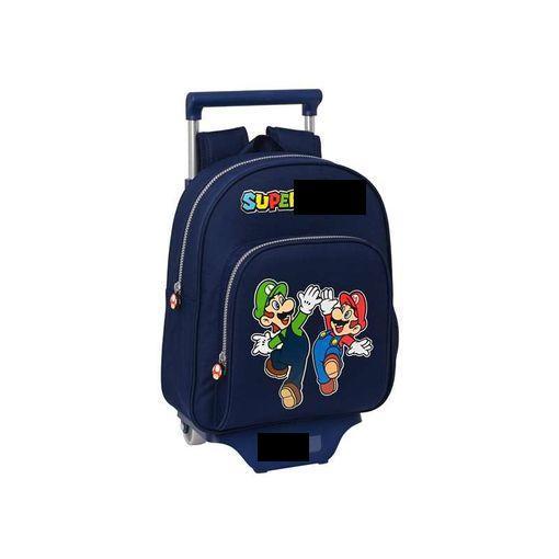 Safta Mario Bros - Infantil Con Carro 705, Ideal Para Niños De Diferentes Edades, Cómoda Y Versátil, Calidad Y Resistencia, 28x10x34 Color Azul Marino con Ofertas en Carrefour