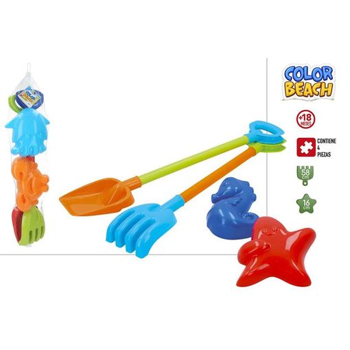 Set Pala Playa 58 Cm Con 2 Moldes Colores Sdos (color Baby - 24958)